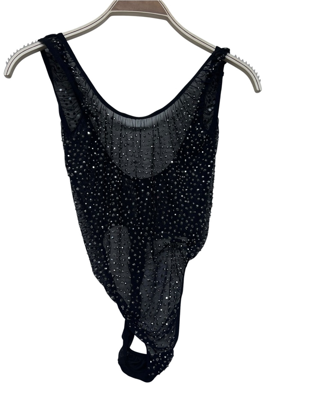New‎ Rolling Brand Black Rhinestone Mesh Bodysuit - Sheer Embellished One-Piece